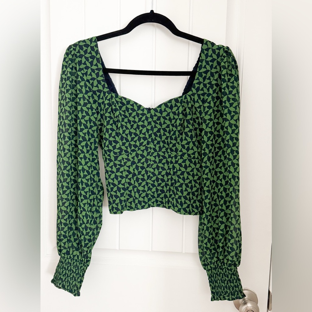 A&F green and blue blouse